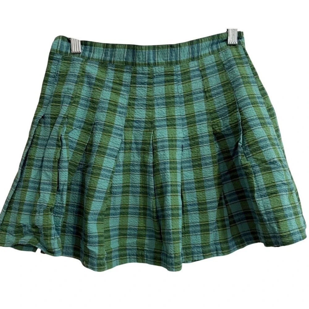 Urban‎ Outfitters Katie Plaid Pleated Mini Skirt Teal Green Women Sz M Y2K Retro
